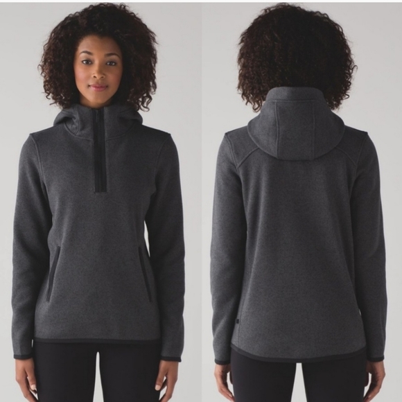 lululemon athletica Tops - Lululemon Fleece Hoodie Pullover Sweater Its Cole Size 10 Heather Black Grey